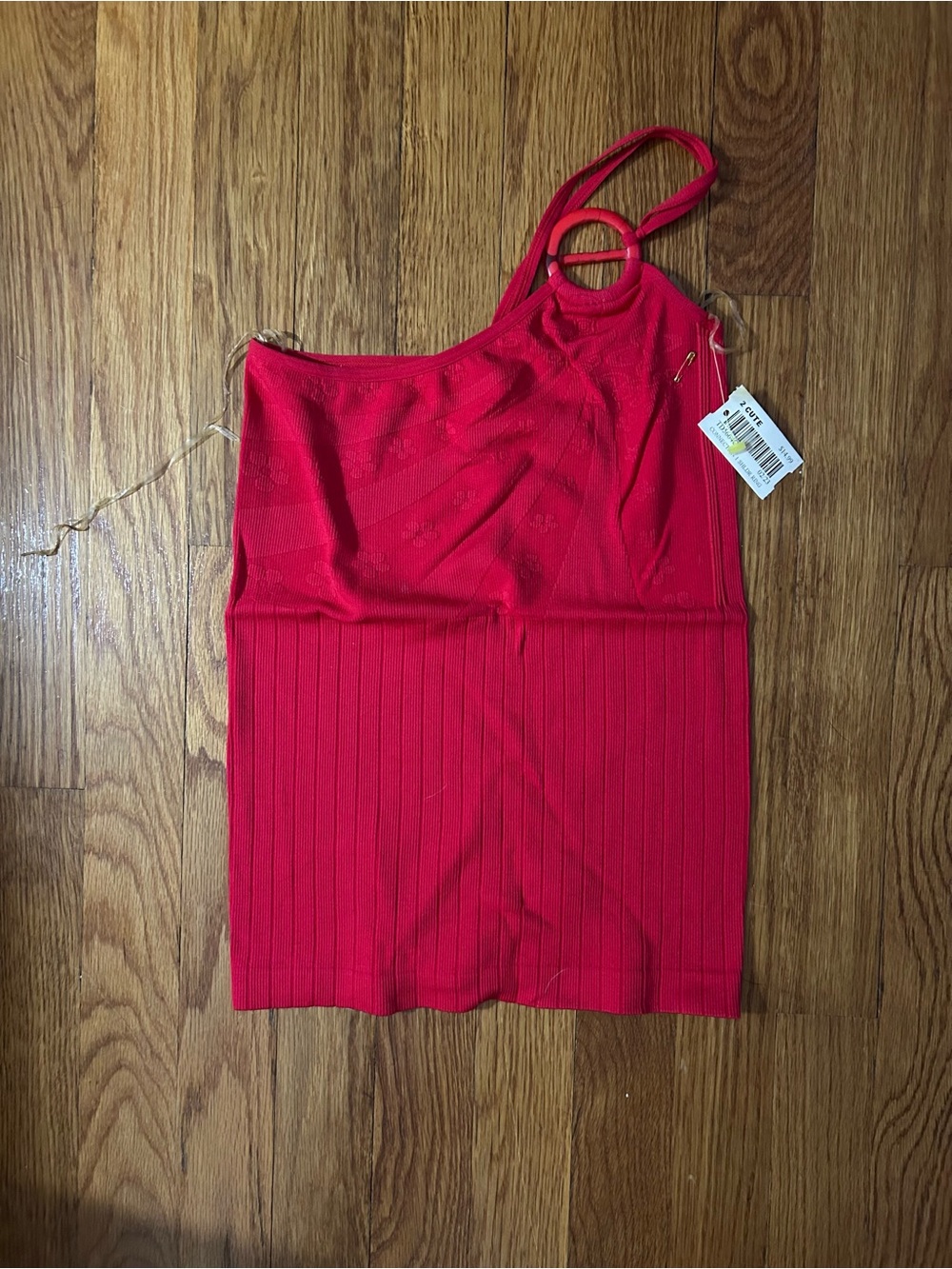 NWT Connection 18 Red One Shoulder Ring Top Size M Y2K